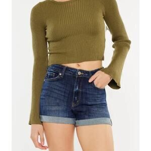 Kancan women’s high rise denim shorts cuffed plus size 3X